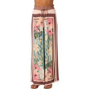 O'Neill Women's Tropics Drawstring Wide-Leg Pants Multi Size L 1507